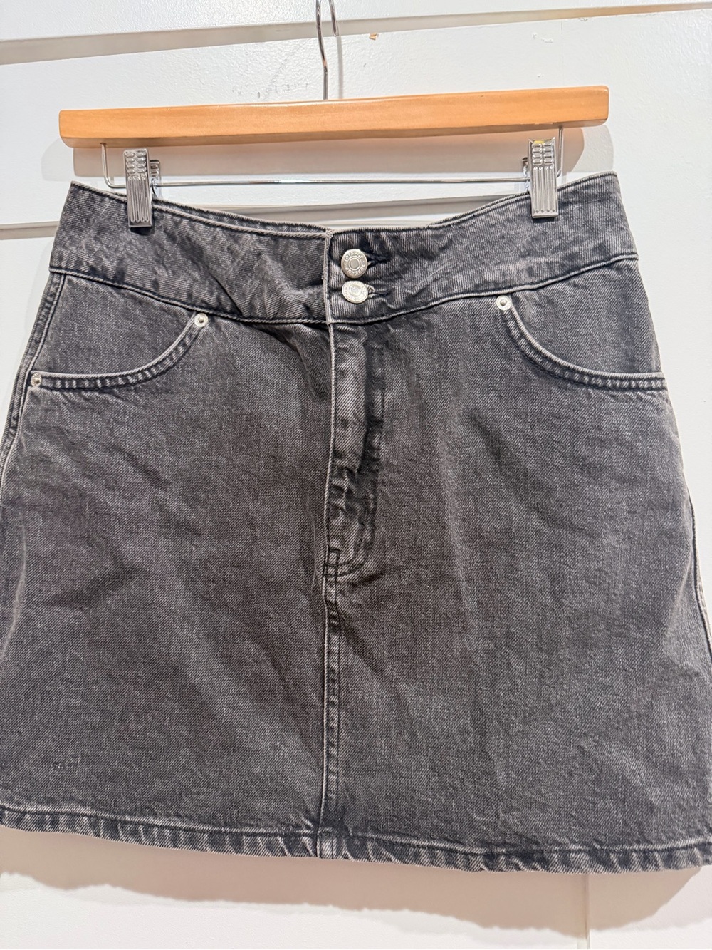 Top Shop Vintage-Inspired Grey Denim A-Line Skirt